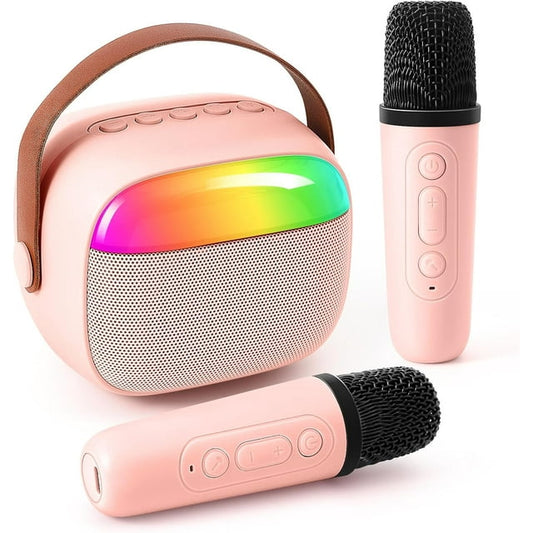 XANLUOER Karaoke Machine for Kids and Adults, Mini Portable Bluetooth Speaker with Microphones and Lights