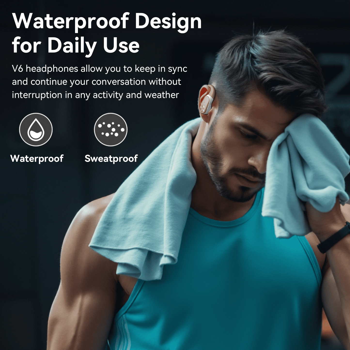 Veatool Wireless Earbuds,Open Ear Headset with Microphone Touch Control,Bluetooth 5.4,High-Fidelity Stereo Earphones for Sports and Work
