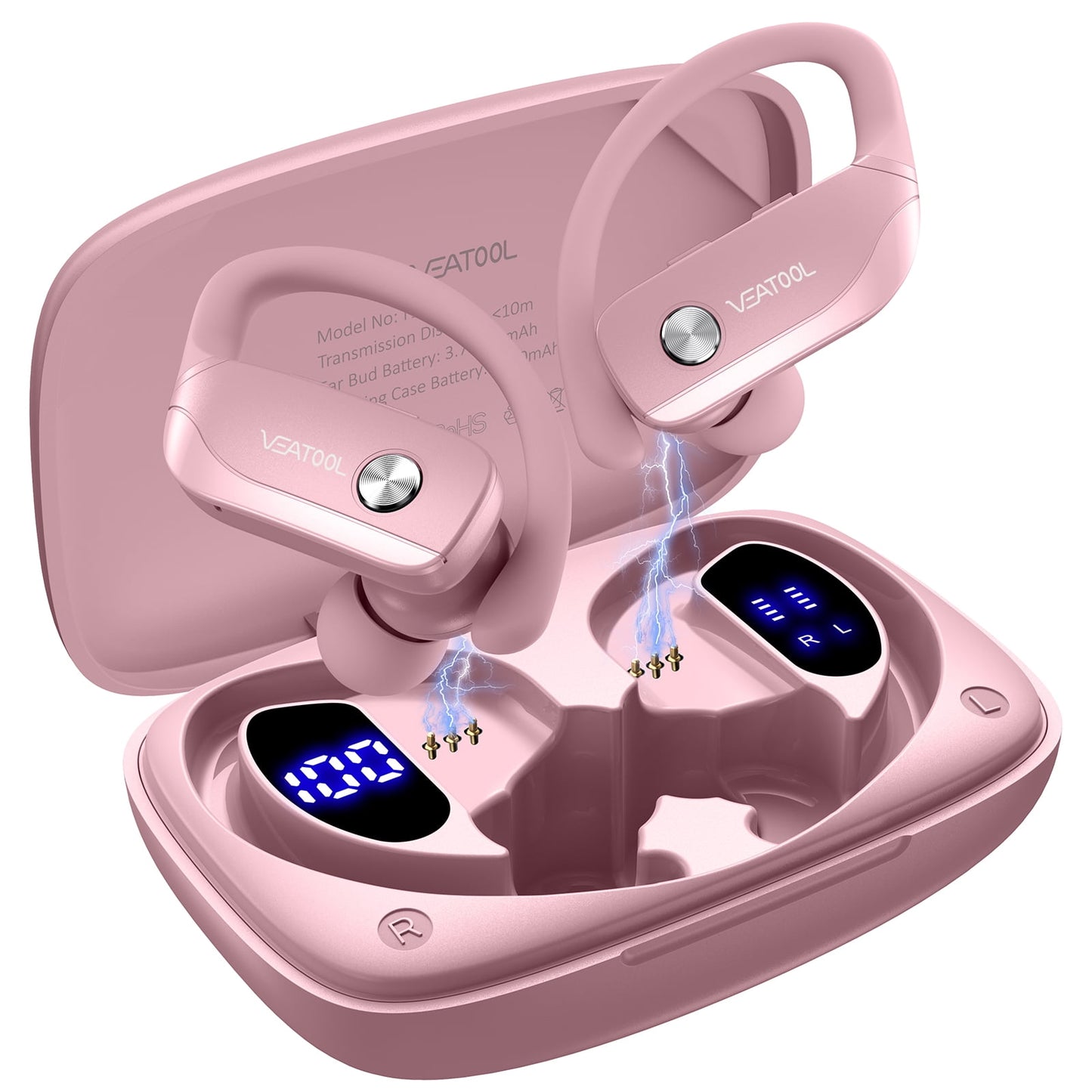 VEAT00L Wireless Earbuds Bluetooth Headphone Sport, Bluetooth 5.4 Earbud, 72Hrs Earphone with Earhook, Mic