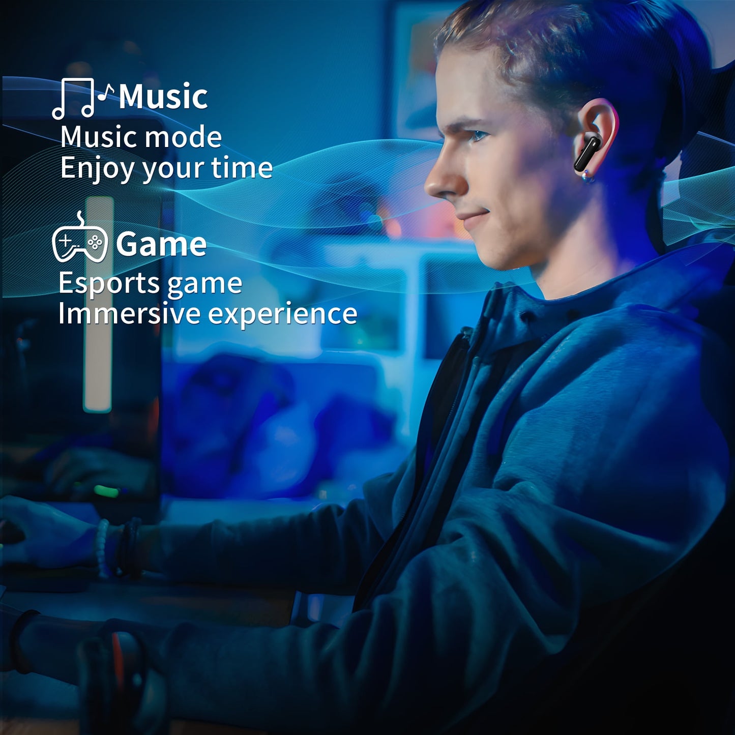 VEATOOL H15 Bluetooth Earbuds 5.3 Noise Reduction ANC and ENC-28dB Wireless Headphones 25H Battery Life IPX7 Stereo,Black Electroplating