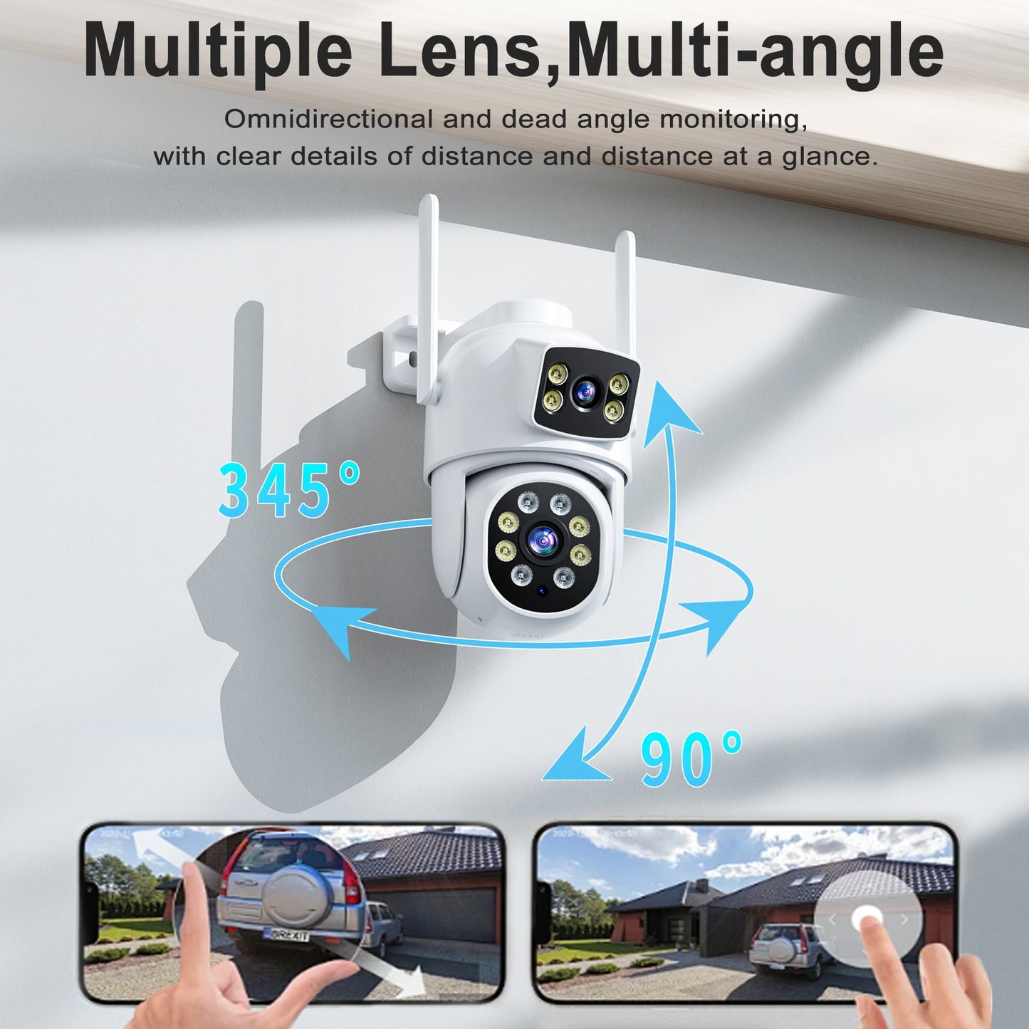 Losei 4K Security Camera Outdoor Indoor, 5G WiFi, Night Vision, Dual Screen, 2-Way Talk, Human Detection, Pan Tilt, IP66 Waterproof, Cloud & SD Storage