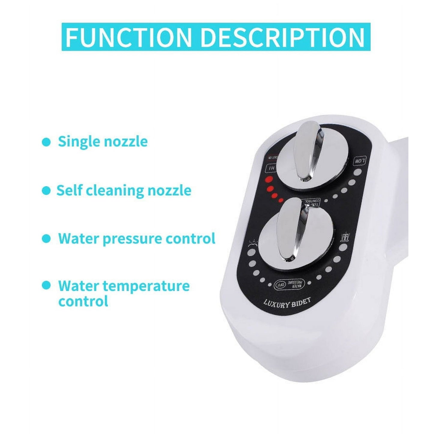 KDMLR Bidet Attachment for Toilet -Self Cleaning Dual Nozzle, Cold & Warm Fresh Water Non-Electric Bidet Toilet Seat Attachment, Bidet Sprayer with Temperature & Pressure Controls