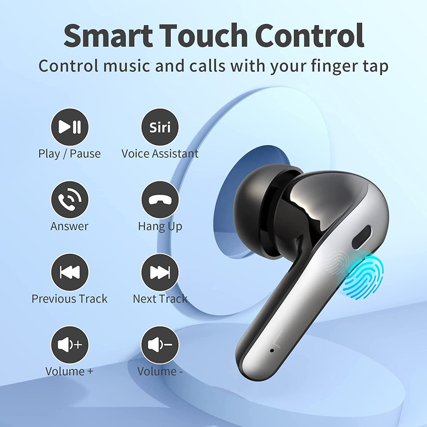 VEAT00L Wireless Earbud, 80Hrs Bluetooth 5.3 Headphones IP7 Waterproof for Sport, Running Wireless Earphones with ENC Noise Cancelling Mics, Deep Bass Over Ear bud with Earhooks for Android, iOS