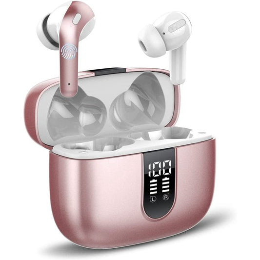 Bluetooth Headphones True Wireless Earbuds 60H Playback LED Power Display Earphones with Wireless Charging Case IPX5 Waterproof in-Ear Earbuds with Mic for TV Smart Phone Computer Laptop Sports