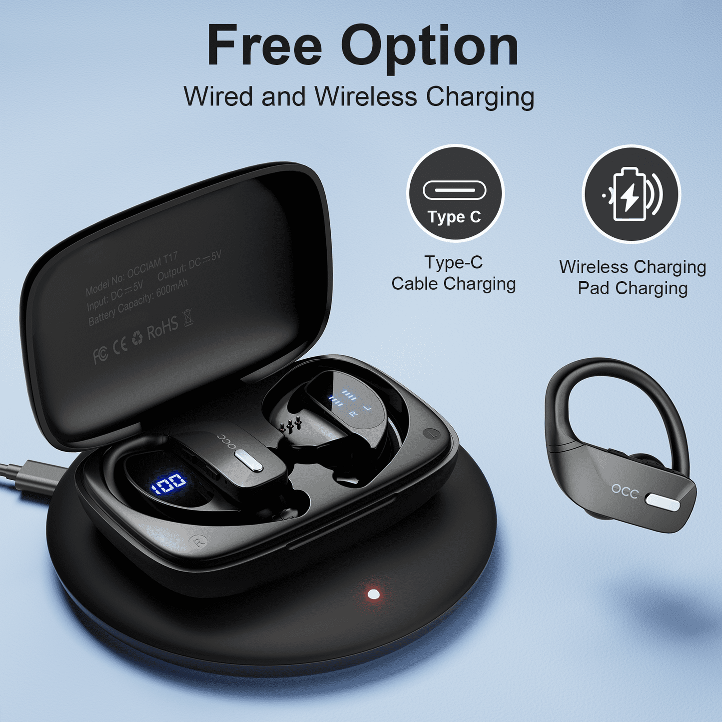VEAT00L Fully Wireless Sport Bluetooth Rechargeable Earbud Headphones with USB Power Bank Charging Case Powerful Surround Stereo Bass and Passive Noise Cancelling