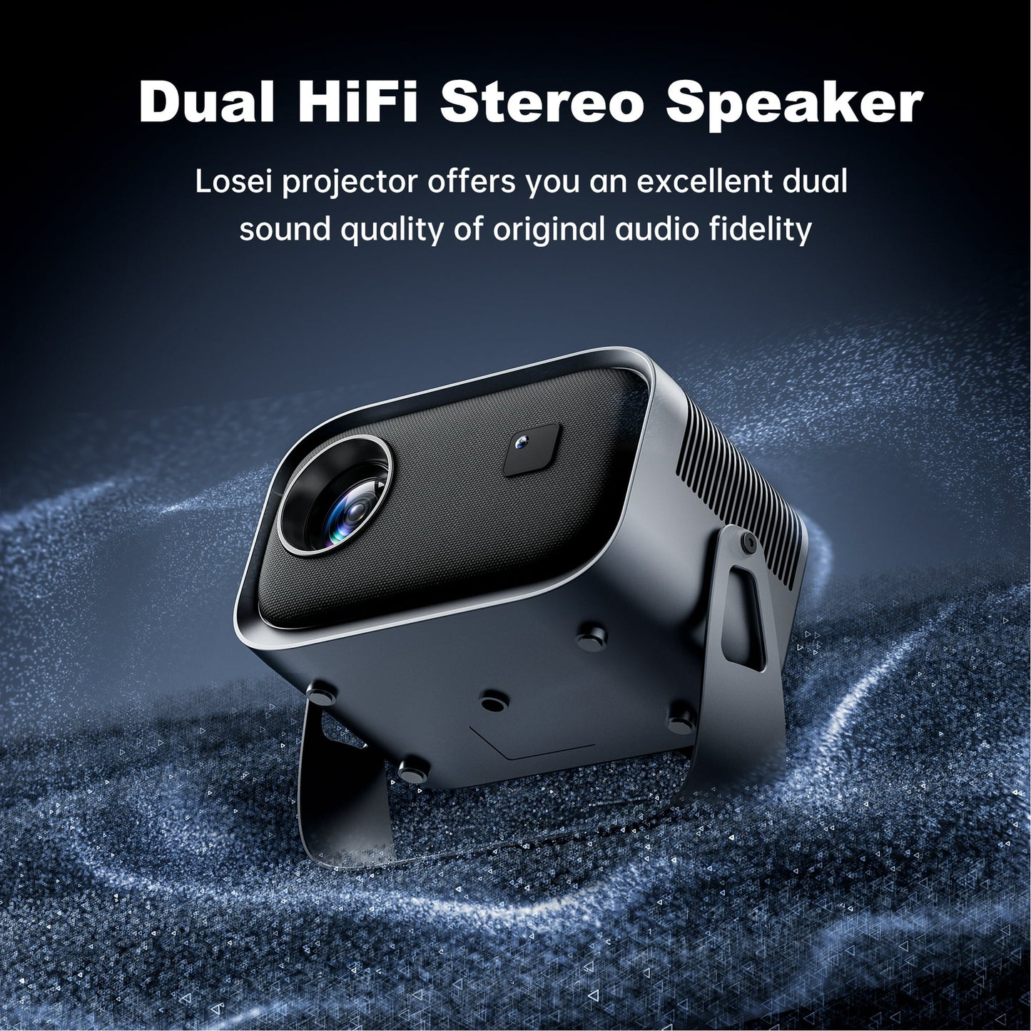 LOSEI Projector Supports 4K resolution Smart Projector Auto Keystone Correction Portable Projector with iOS/Android black
