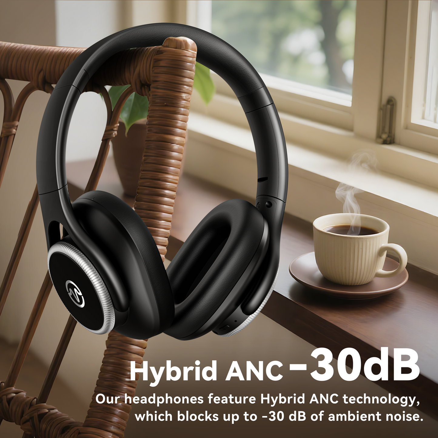 Active Noise Cancelling Headphones,60H Playtime Bluetooth 6.0 Wireless Headphones with Hi-Res Audio, Over Ear Headphones with Microphone, Deep Bass,Comfort Fit,Foldable Headset for Travel Office Game（副本）