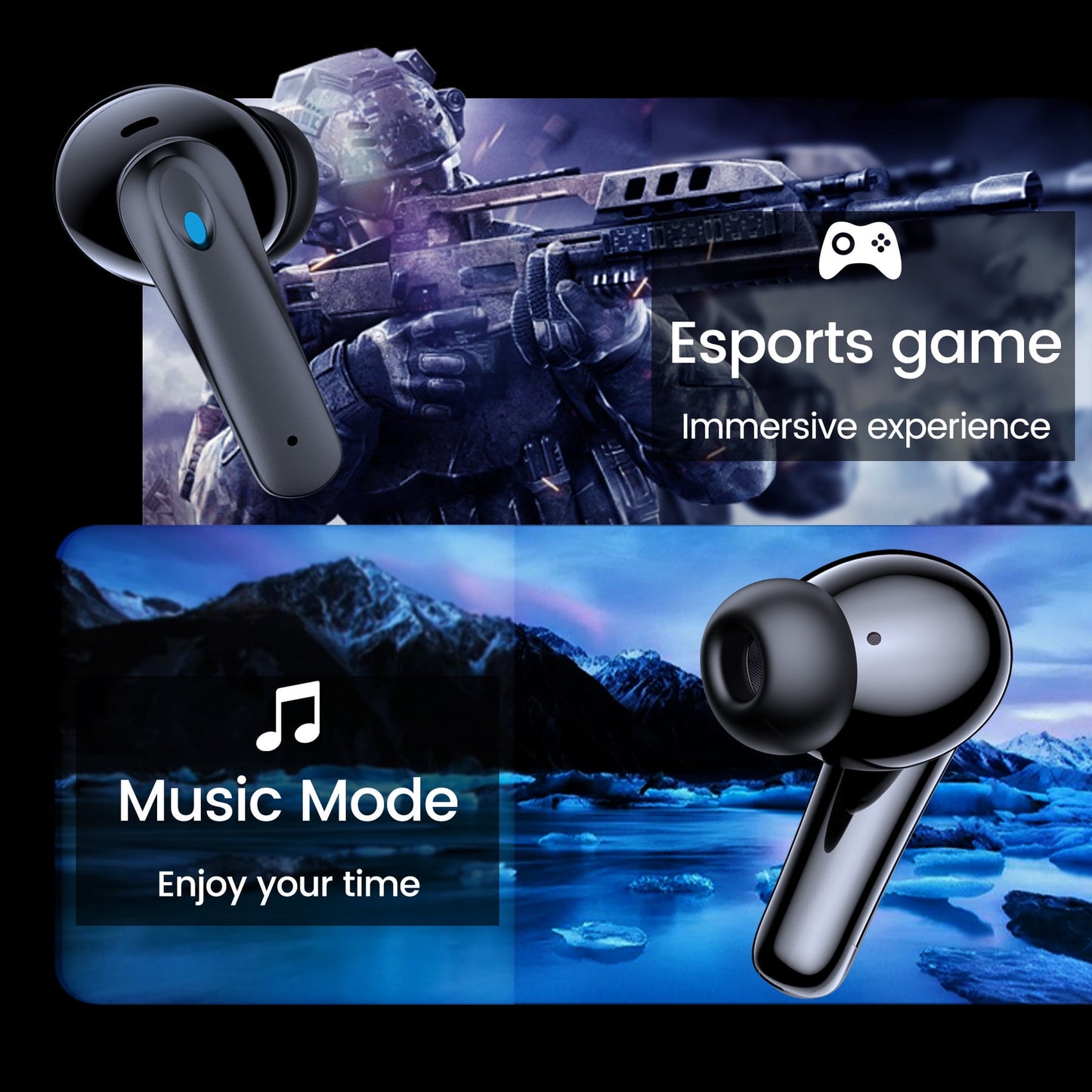 Wireless Earbuds, Bluetooth Headset with Microphone Touch Control , Waterproof, High-Fidelity Stereo Earphones，Support wireless charging earbuds，Compatible with iPhone 13 Pro Max XS Samsung Android