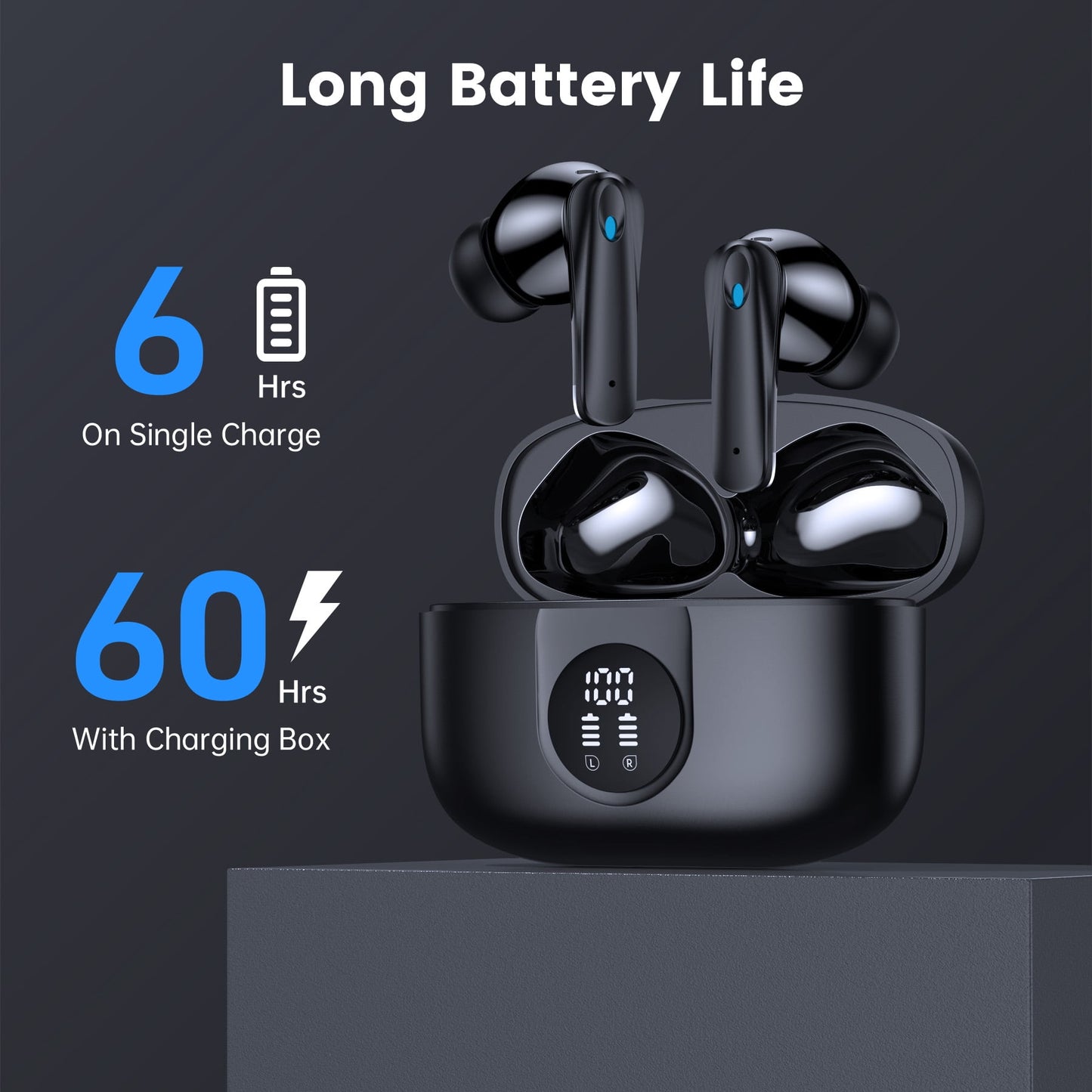 Wireless Earbuds, Bluetooth Headset with Microphone Touch Control , Waterproof, High-Fidelity Stereo Earphones，Support wireless charging earbuds，Compatible with iPhone 13 Pro Max XS Samsung Android