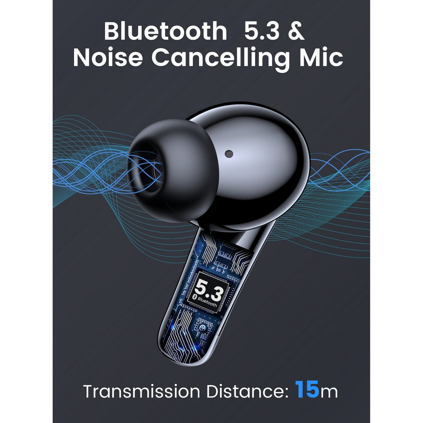 VEAT00L P91 Wireless Earbuds, Bluetooth Headphones V5.4 Stereo Ear buds with Noise Cancelling Mics, 60H Playback Mini Case with Dual LED Display, IP7 Waterproof in-Ear Earphones for Android iOS