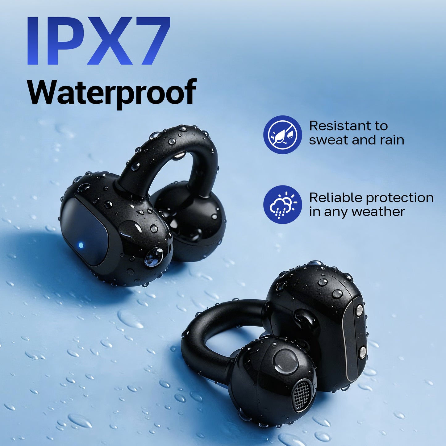 Open Ear Earbuds, Wireless Earbuds, Air Conduction Headphones Bluetooth 5.4,Clip on Headphones with Mic 60H Playtime,Light Weight, ENC Clear Calls, 3D Soundstage,IPX7 Waterproof for Running/Workout