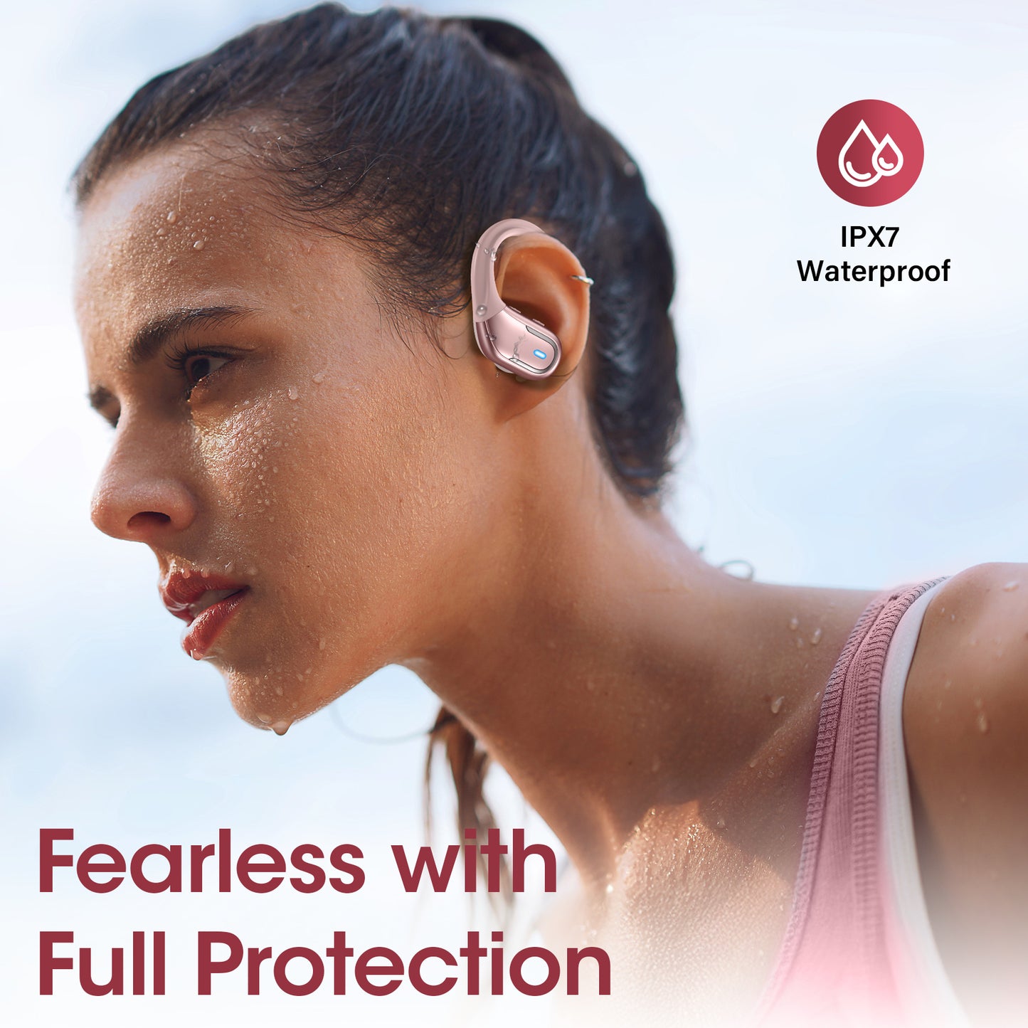 VEAT00L Wireless Earbud, 80Hrs Bluetooth 5.3 Headphones IP7 Waterproof for Sport, Running Wireless Earphones with ENC Noise Cancelling Mics, Deep Bass Over Ear bud with Earhooks for Android, iOS