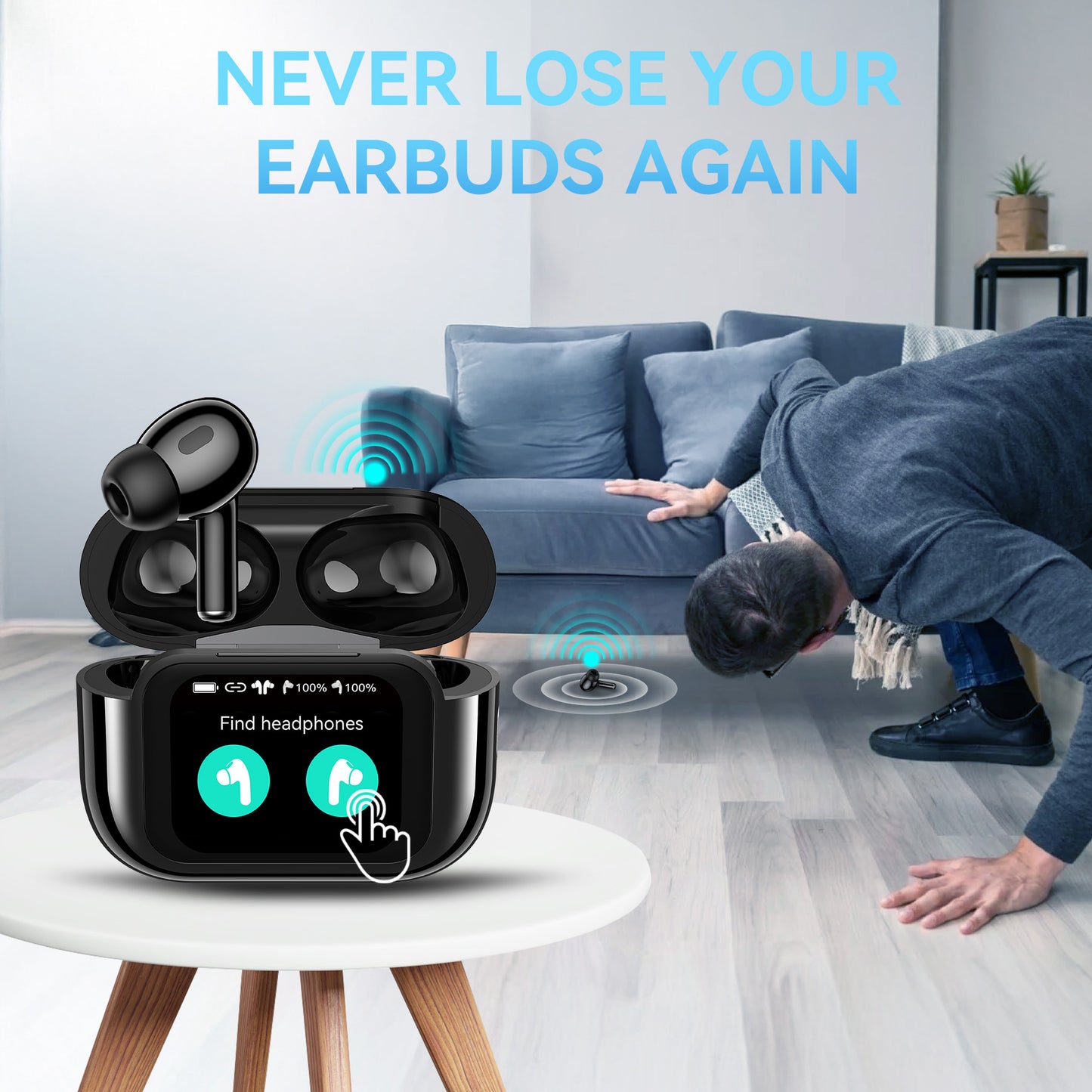 VEAT00L Wireless Earbuds Bluetooth Headphones, Ear Buds with Touch Screen, ANC ENC Noise Cancelling Transparency Mode, 58H Stereo Deep Bass, IPX7 Waterproof