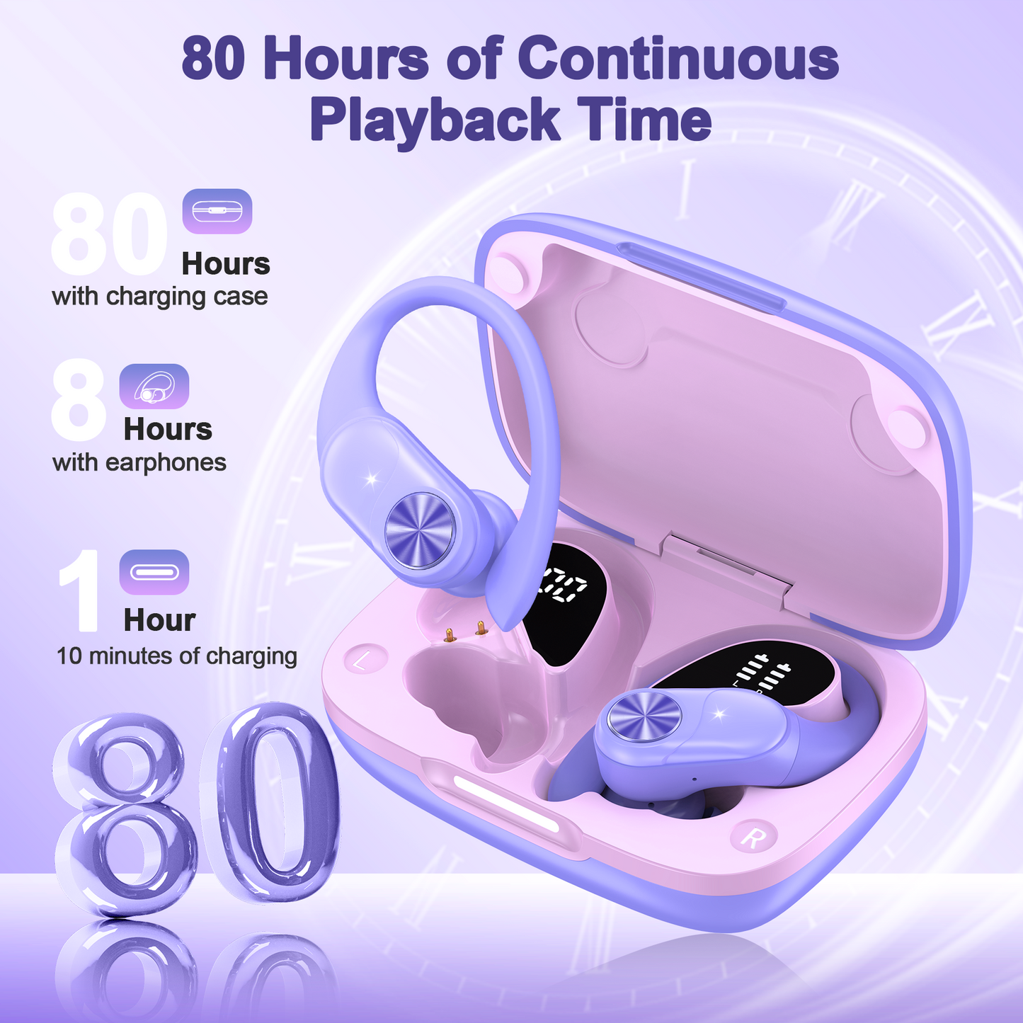 VEATOOL Clip on Earbuds,Open Ear Headphones Wireless Bluetooth 5.4 Sports Earphones with ENC Clear Call,50H Playtime, IPX7 Water Resistant,Comfortable for Small Ears & Glasses Wearers,Workouts