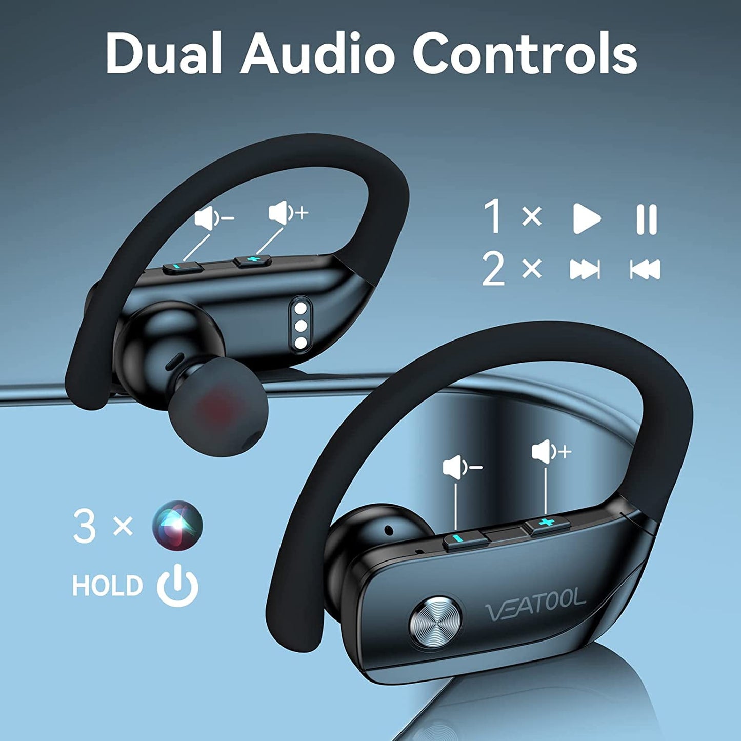 VEAT00L Wireless Earbuds Bluetooth Headphone Sport, Bluetooth 5.4 Earbud, 72Hrs Earphone with Earhook, Mic