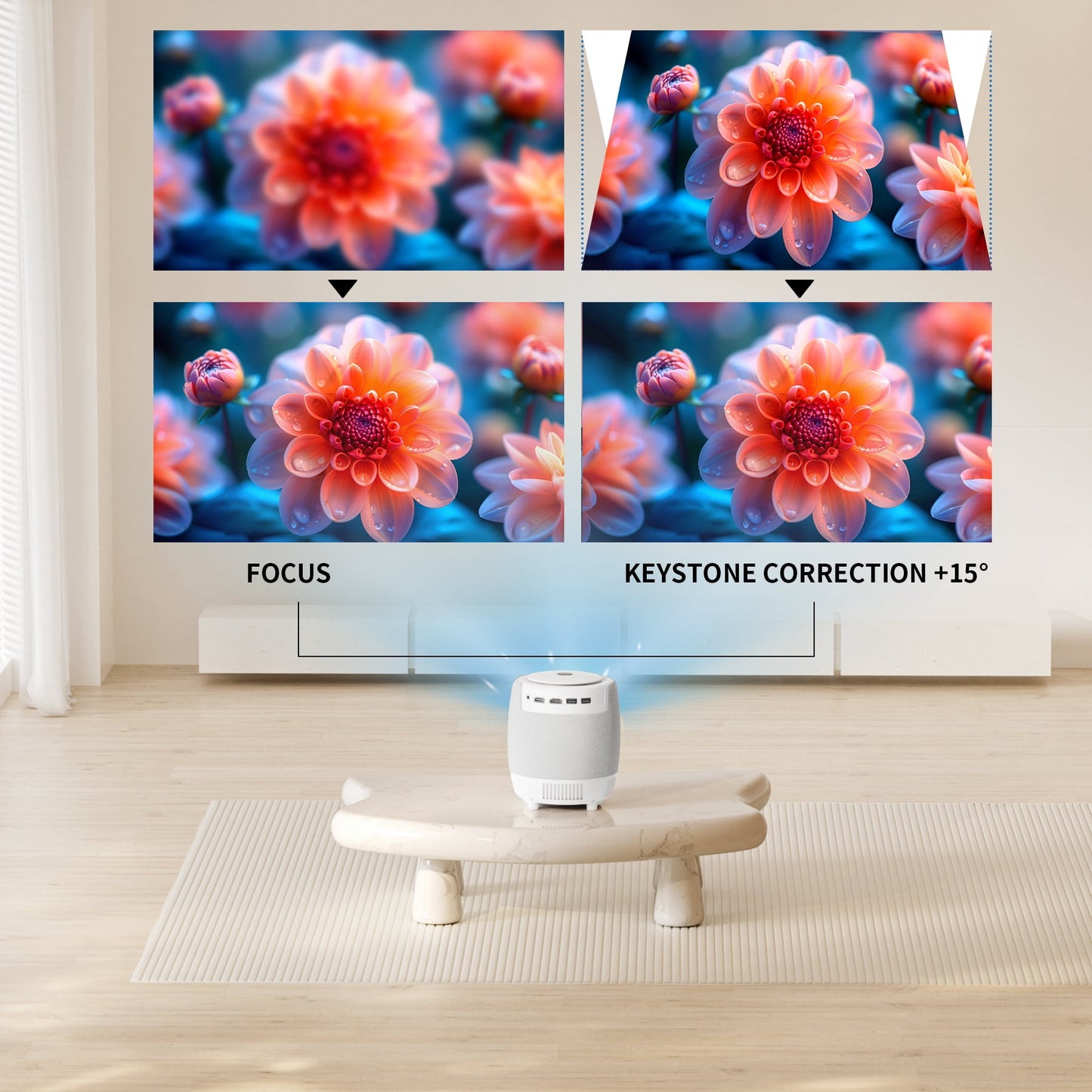 H9 Portable 4K Projector with WiFi 6 & Bluetooth, Electric Focus, 187" Display, for TV Stick/Phone, HDMI USB, Indoor Outdoor