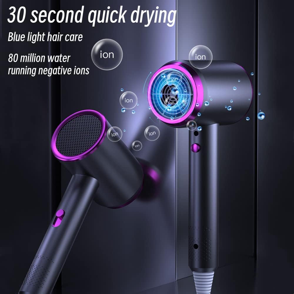 KDMLR Negative Ionic Hair Dryer, 1800W Hair Blow Dryer, Portable Travel Hair Dryer Hair Dryer with Nozzle/Comb/Bracket and Powerful Hot/Cool Wind Settings,Constant Temperature Hair Care(Grey Pink)