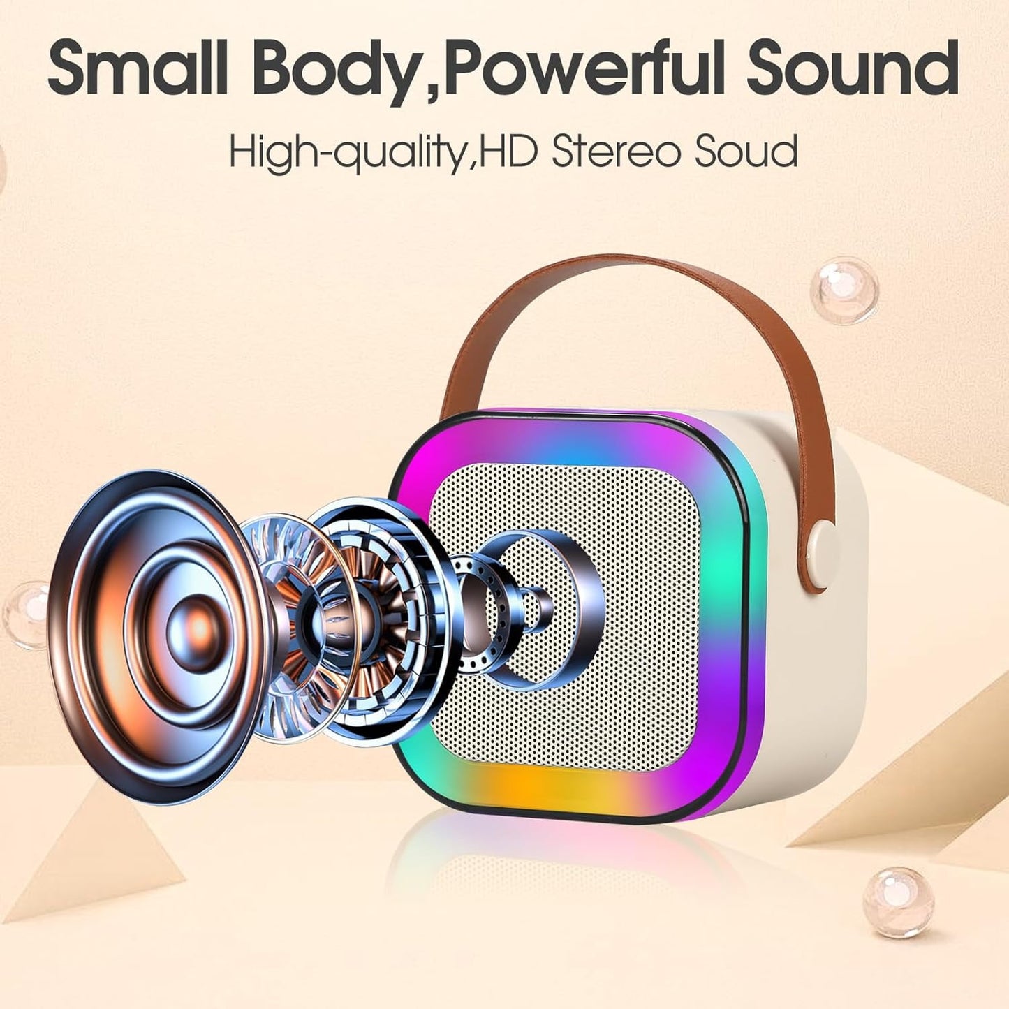 Karaoke Machine for Kids Adults,Mini Portable Blue-Tooth Karaoke Speaker with 2 Wireless Microphones and Dynamic Lights,Birthday Gift,Home KTV,Outdoor,Travel