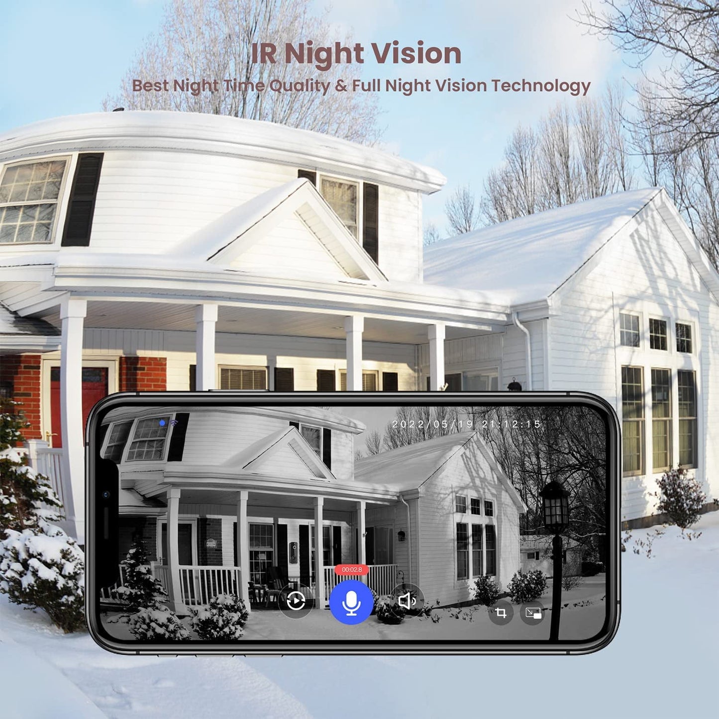 KDMLR Doorbell Camera Wireless, WiFi Video Doorbell with Chime, 2 Way Audio, AI Smart Human Detection, Night Vision, Cloud Storage, Real Time Alert for Home