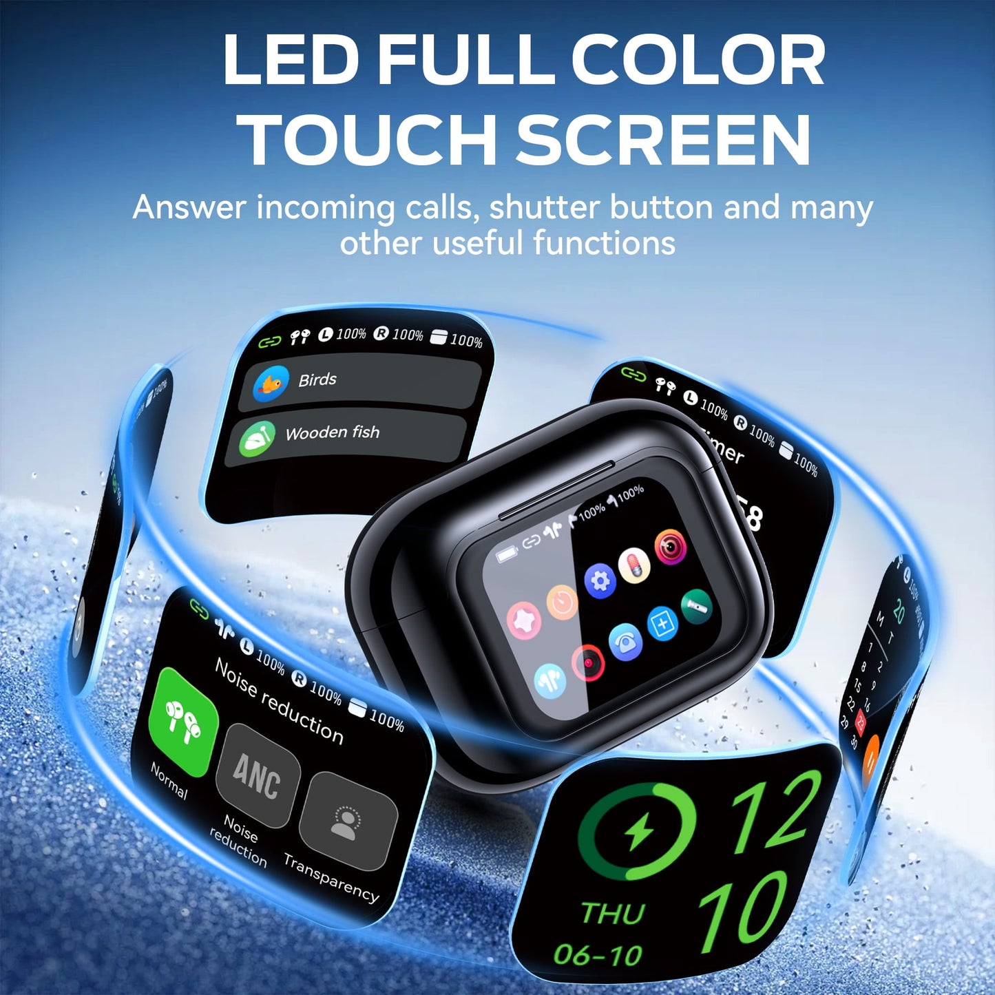 VEAT00L Wireless Earbuds Bluetooth Headphones, Ear Buds with Touch Screen, ANC ENC Noise Cancelling Transparency Mode, 58H Stereo Deep Bass, IPX7 Waterproof, Clear Calls, 7 EQ for iOS Android