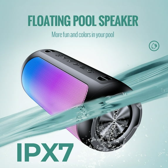 VEAT00L Bluetooth speaker, Wireless Portable Bluetooth Speaker with IPX7 Waterproof, Up to 30H Playtime,30W Powerful Bass,BT5.4,LED Lights,TWS Pairing for Home/Party/Outdoor/Beach,Birthday Gift