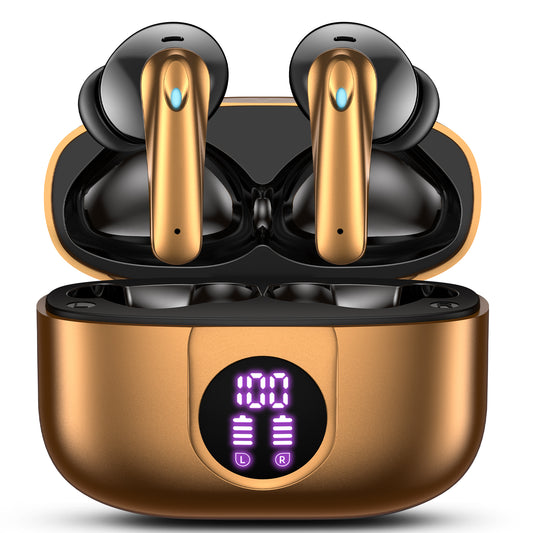 VEAT00L P91 Wireless Earbuds, Bluetooth Headphones V5.4 Stereo Ear buds with Noise Cancelling Mics, 60H Playback Mini Case with Dual LED Display, IP7 Waterproof in-Ear Earphones for Android iOS