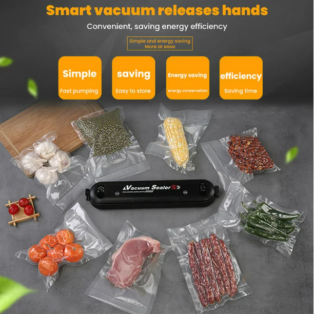 KDMLR Automatic Mini Food Vacuum Sealer Machine with 10 Vacuum Sealer Bags Electric Air Sealing Preserver System for Food Saver and Preservation of Home & Commercial(Black)