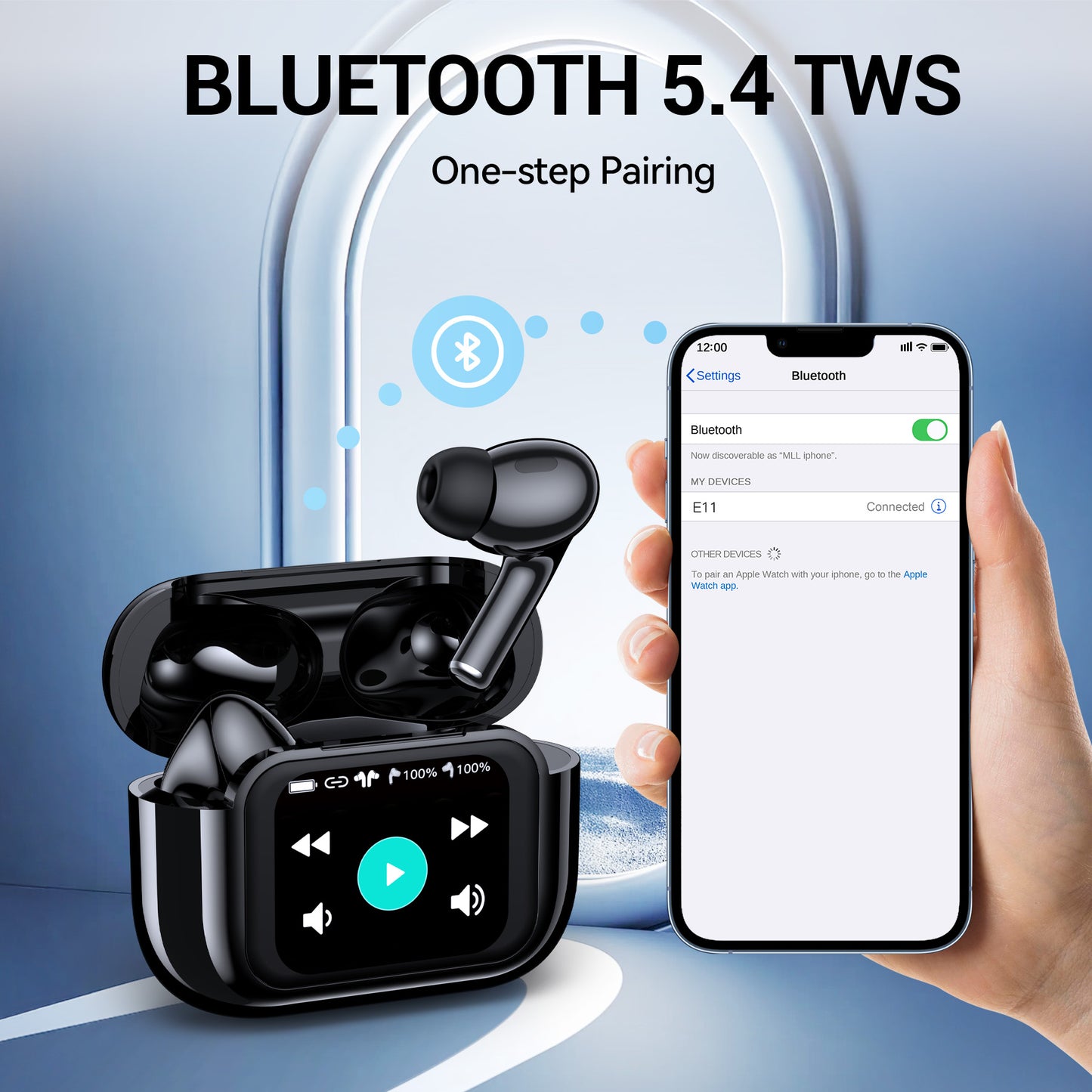 VEAT00L Wireless Earbuds Bluetooth Headphones, Ear Buds with Touch Screen, ANC ENC Noise Cancelling Transparency Mode, 58H Stereo Deep Bass, IPX7 Waterproof