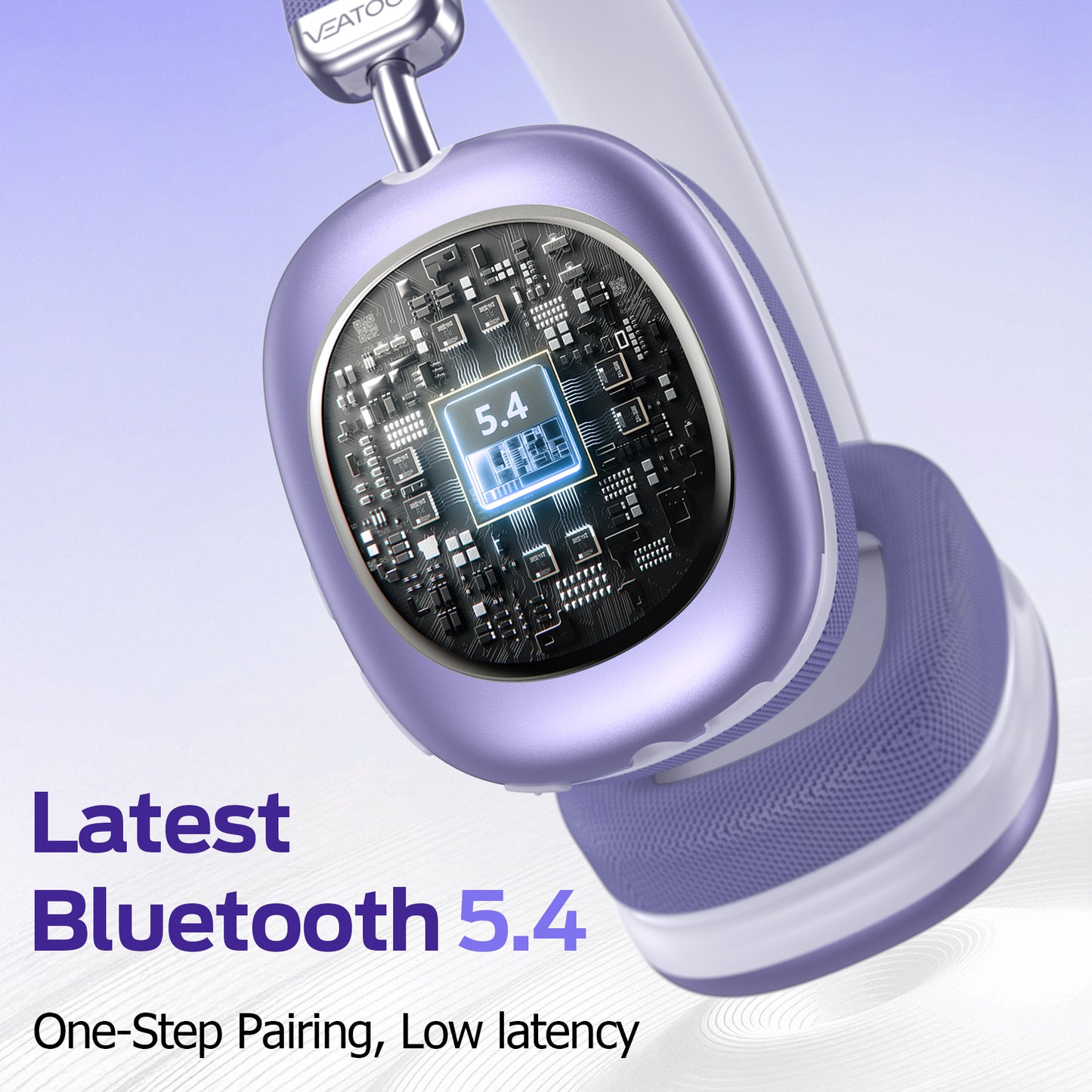 Purple Over-Ear Bluetooth Headphones: 40mm Bass Driver, Bluetooth 5.3 Dual-Mode, 40hr Battery, Comfort Fit