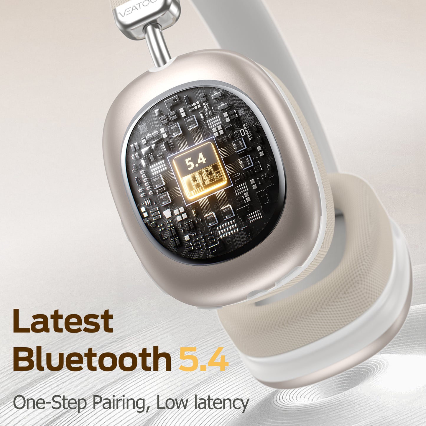 Bluetooth Headphones Over Ear, 65Hrs Playtime Wireless Headphones,Bass Boosted by 90%,Lightweight Headset with Deep Bass, Clear Call with 4 Noise Cancelling Mics,Low Latency for Travel Work Cellphone