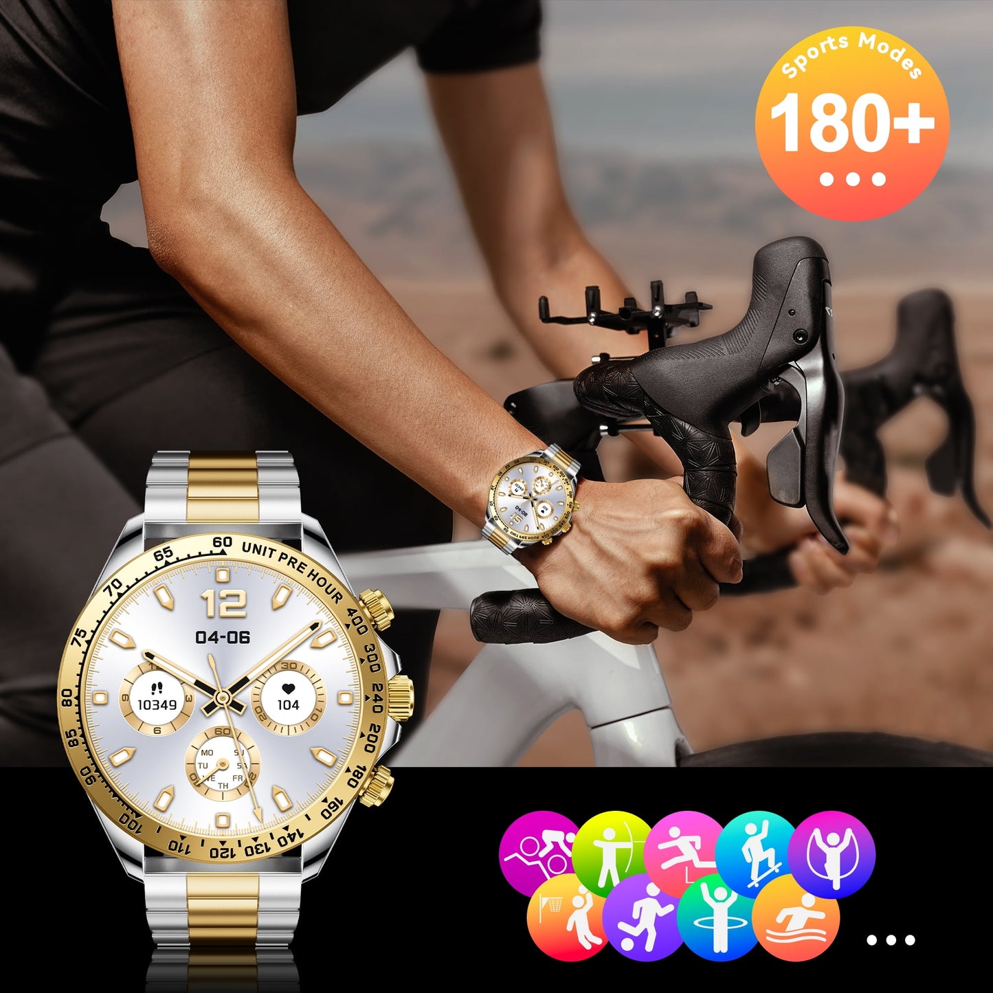 Smart Watch for Women Men, IP68 Waterproof Fitness Tracker with Bluetooth Call, 1.43" 180+ Sports Modes, Compatible Android iPhone Black