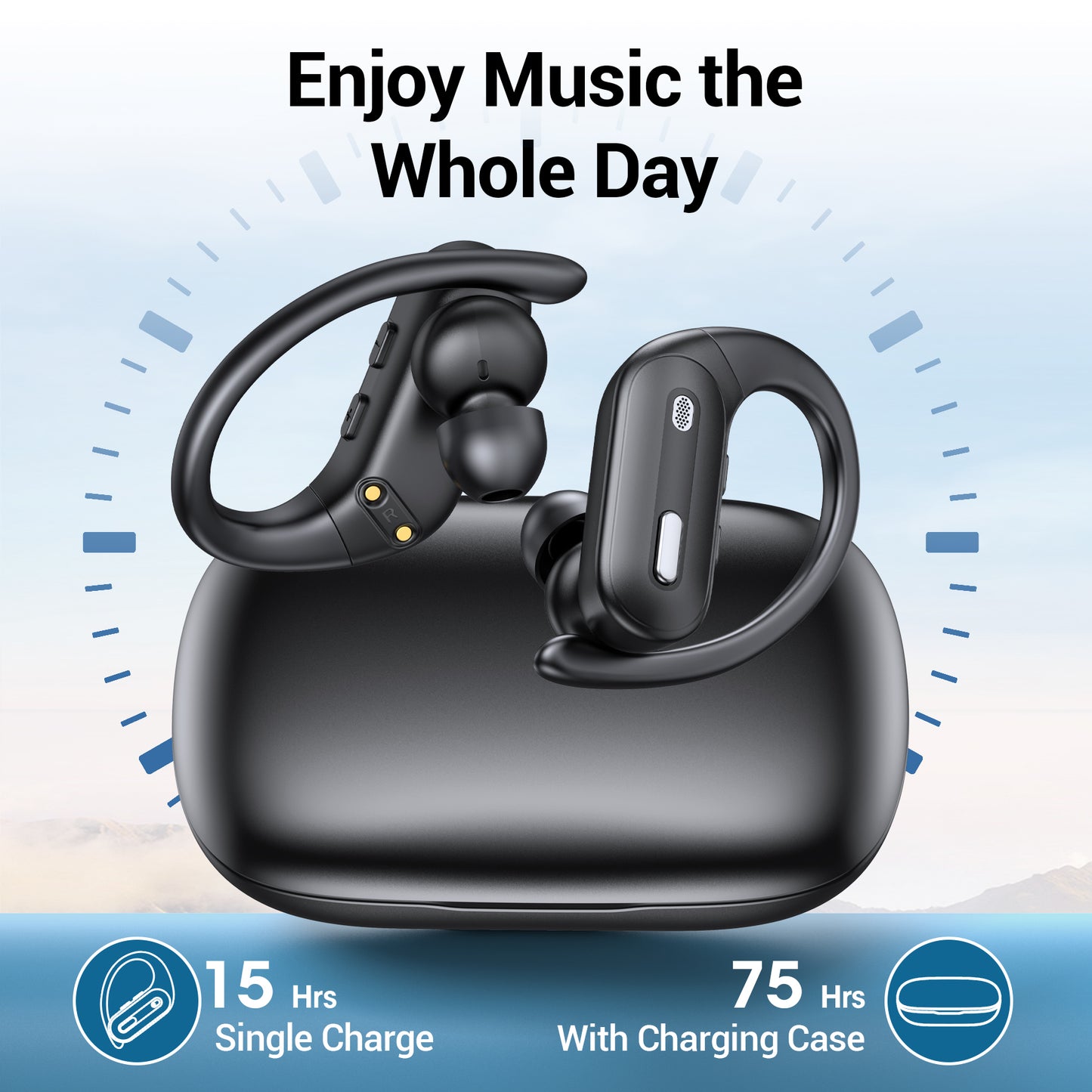 VEAT00L Wireless Earbuds Bluetooth Headphone Sport, Bluetooth 5.4 Earbud, 72Hrs Earphone with Earhook, Noise Cancelling Mic, IP7 Waterproof Headset for Workout/Running
