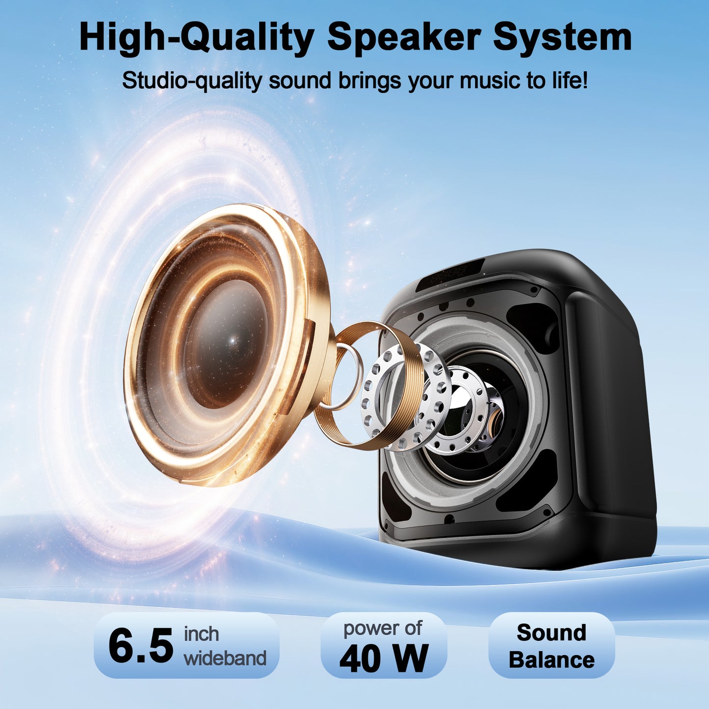 VEATOOL Karaoke Machine, Home Karaoke System with 2 Microphone, Bluetooth Speaker with Party Light, ET107