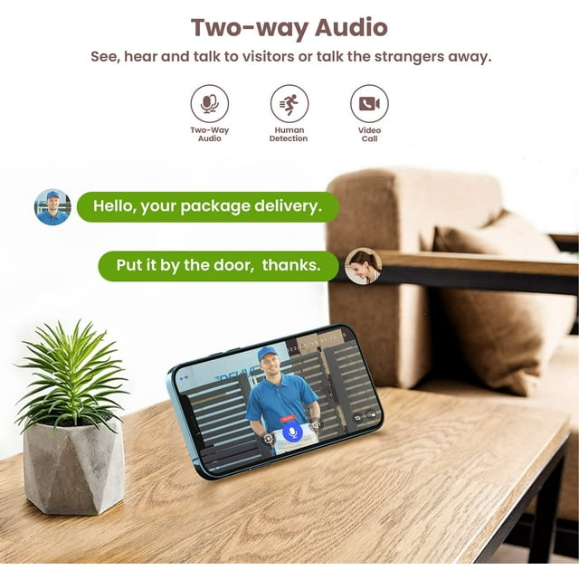 KDMLR Doorbell Camera Wireless, WiFi Video Doorbell with Chime, 2 Way Audio, AI Smart Human Detection, Night Vision, Cloud Storage, Real Time Alert for Home