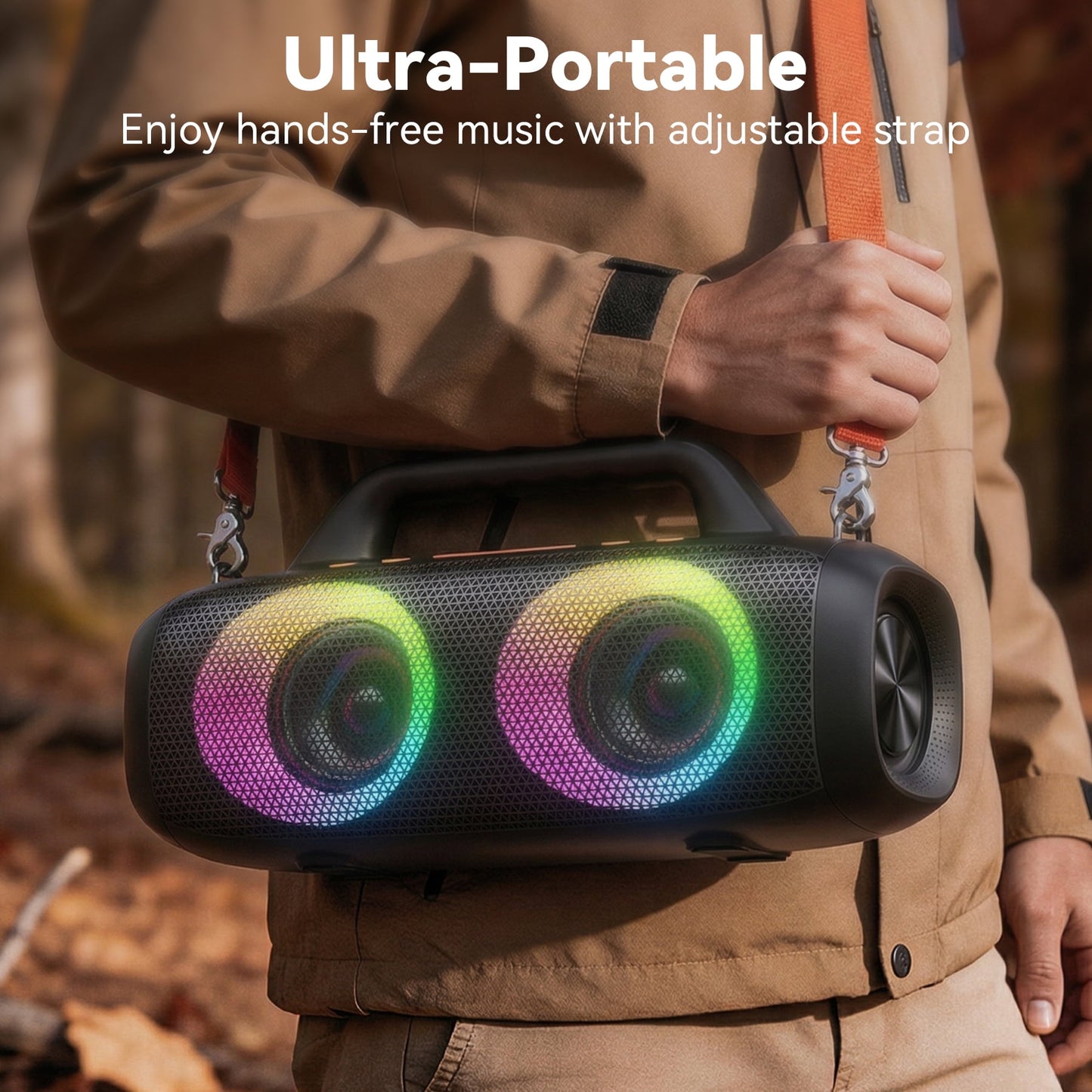 VEATOOL Portable Bluetooth Speaker, 60W Peak Loud Outdoor Speaker with Bass, 24H Playtime, RGB Lights,Portable Wireless Speakers for Outdoor, Home, Party, Pool, Beach, Tailgating, Gym, Work, Gifts