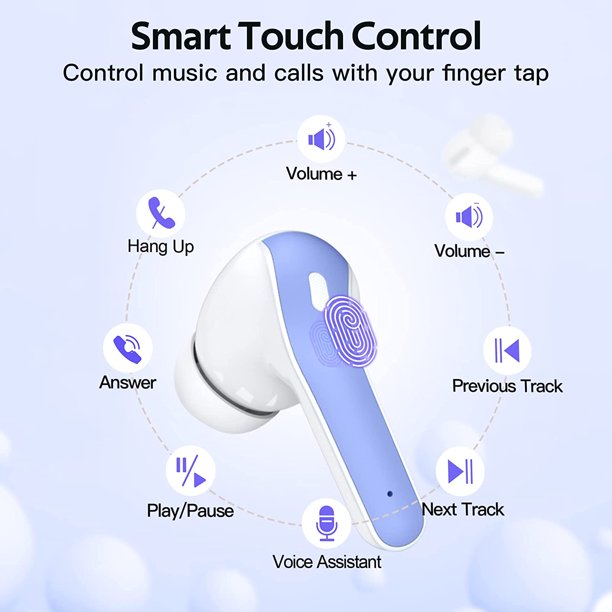 VEATOOL Bluetooth Headphones True Wireless Earbuds 60H Playback LED Power Display Earphones with Wireless Charging Case IPX7 Waterproof in-Ear Earbuds with Mic for TV Smart Phone Computer Laptop