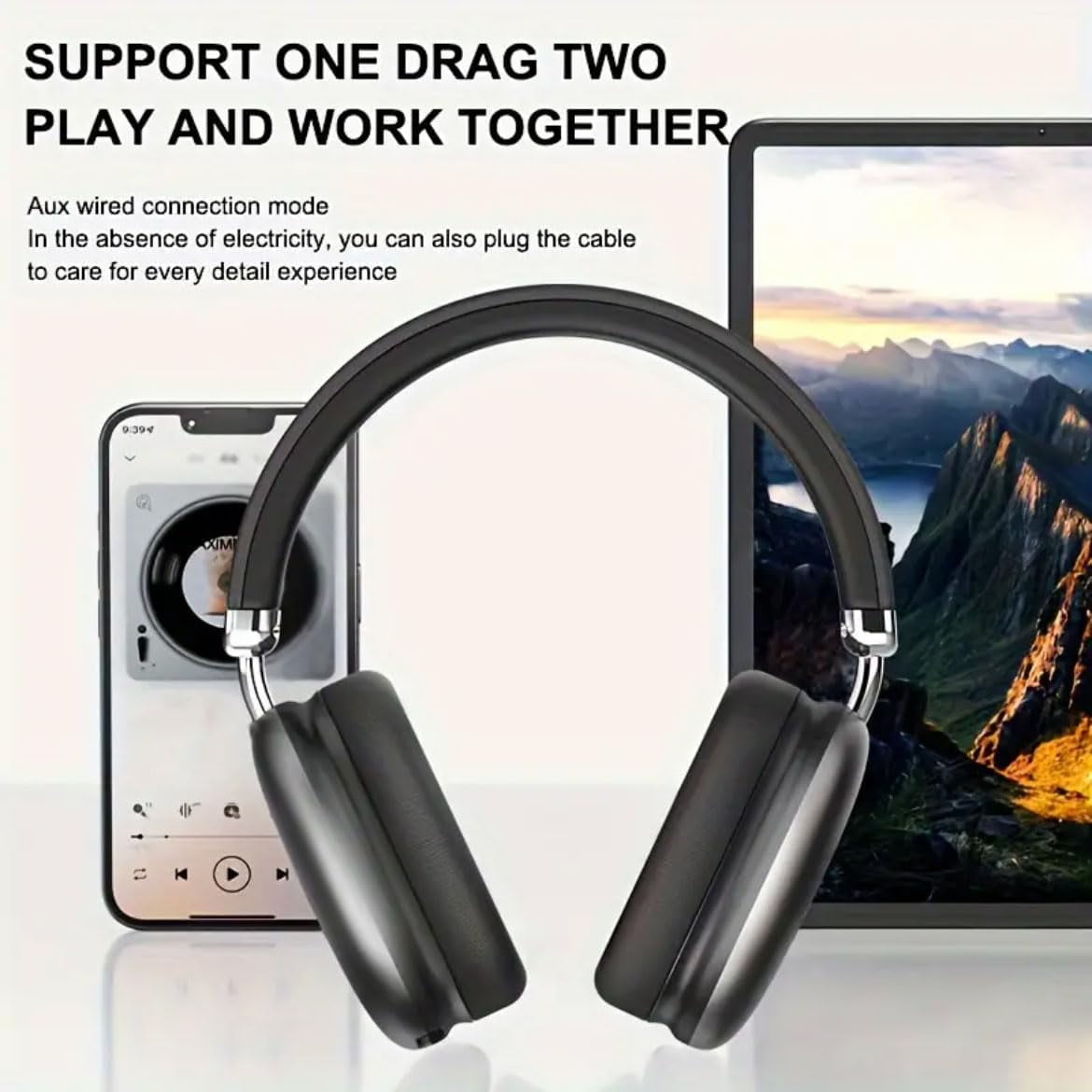 Wireless Bluetooth Headphones 5.1,40 Hrs Playtime Wireless Over-Ear Headphones,4 Mics ENC Noise Cancelling for Clear Calls, Lightweight Headset with Deep Bass Comfort fit for Travel Work