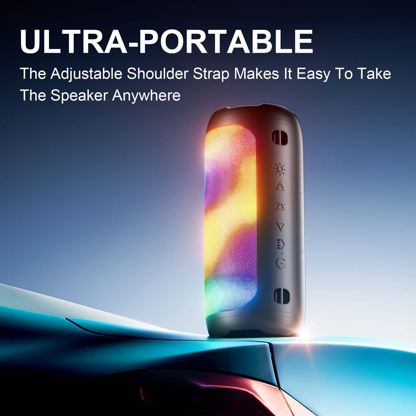 VEAT00L Portable Bluetooth Speaker,Floating Dustproof Speaker,25W Stereo Sound Wireless Speaker with Cool Dynamic LED Lights, IPX6 Waterproof Bluetooth Speakers, BT5.3, TWS Surround Pairing