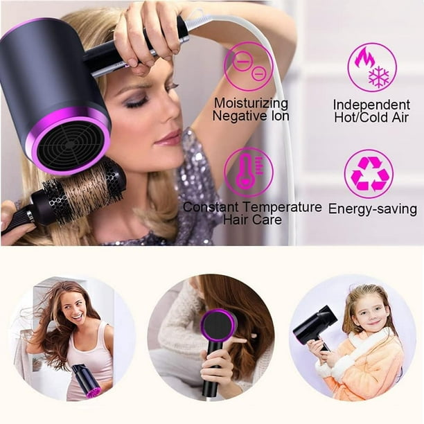 KDMLR Negative Ionic Hair Dryer, 1800W Hair Blow Dryer, Portable Travel Hair Dryer Hair Dryer with Nozzle/Comb/Bracket and Powerful Hot/Cool Wind Settings,Constant Temperature Hair Care(Grey Pink)