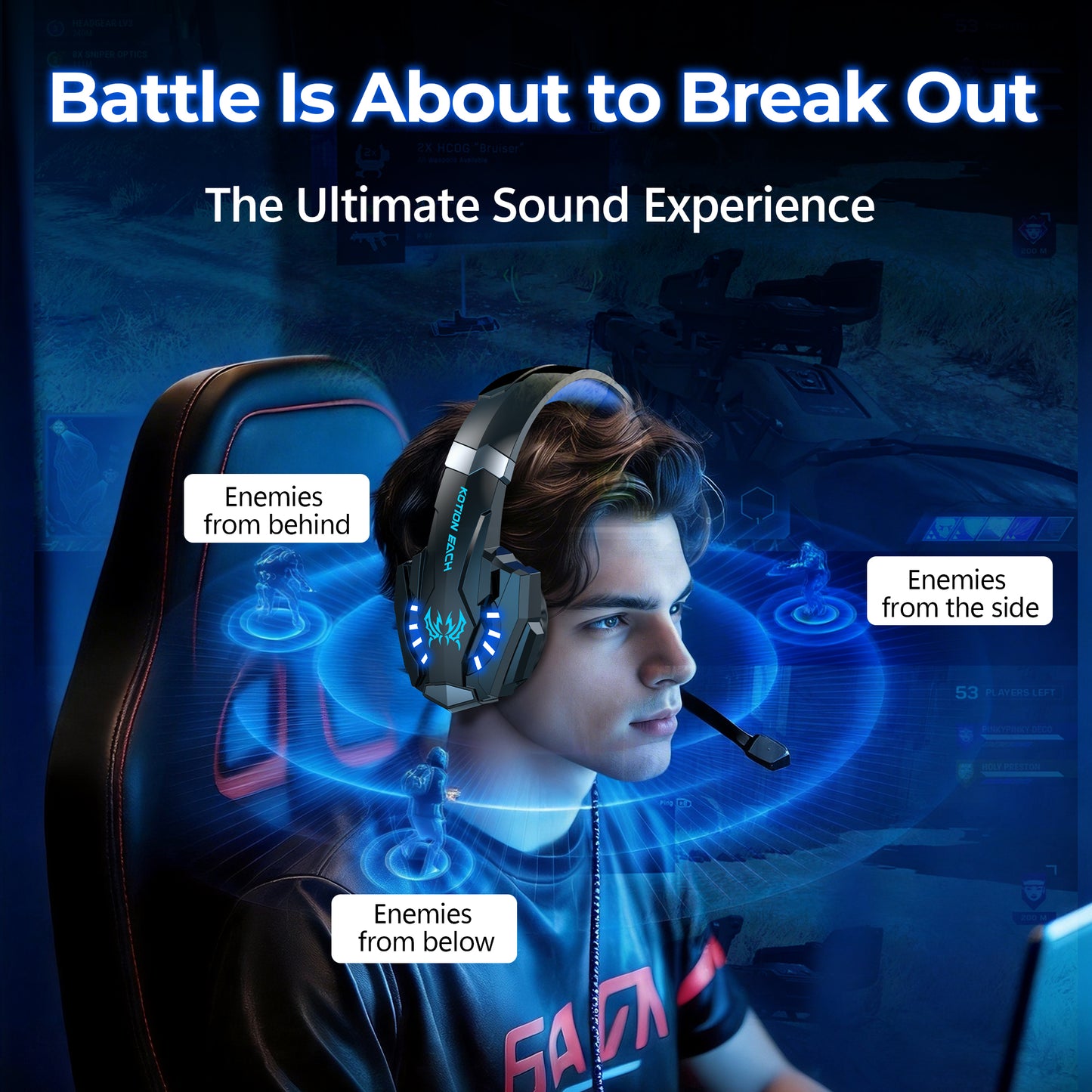 TAGRY K3 Wireless Gaming Headset: 2.4GHz/Bluetooth, 7.1 Surround Sound, 70H Playtime, ENC Mic, Over-Ear