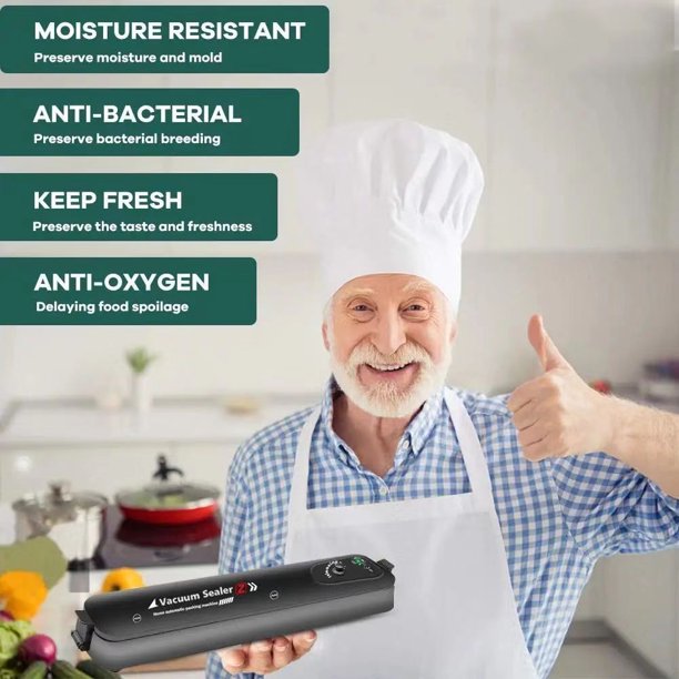 KDMLR Automatic Mini Food Vacuum Sealer Machine with 10 Vacuum Sealer Bags Electric Air Sealing Preserver System for Food Saver and Preservation of Home & Commercial(Black)