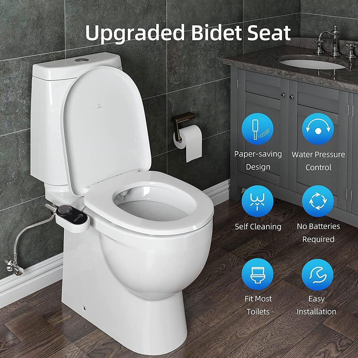 KDMLR Bidet Attachment for Toilet Water Sprayer for Toilet Seat, Easy-to-Install, Non-Electric Bidet with Adjustable Fresh Water Jet Spray, Bidets for Existing Toilets - Accessories & Instructions