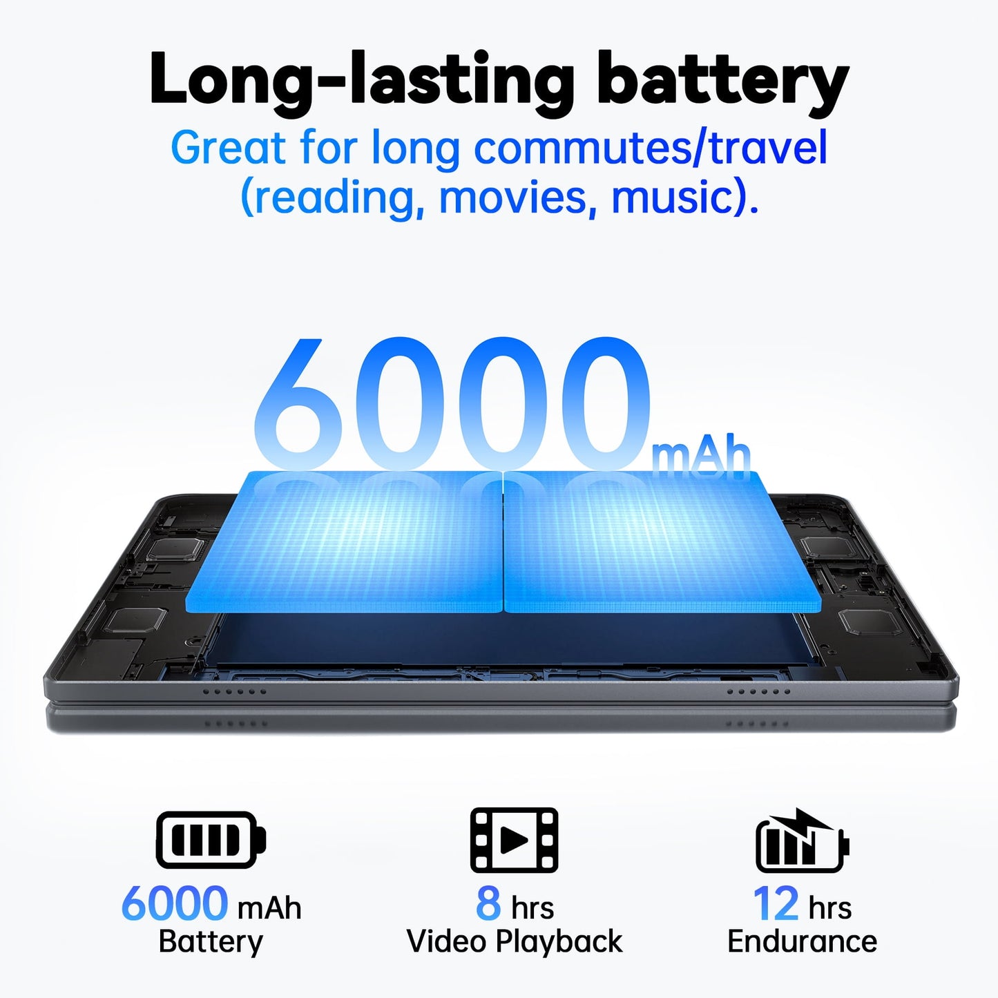 VEAT00L Tablet,10.1" Android Tablet with Octa-core Processor 6GB RAM 64GB ROM HD IPS Touchscreen 8H Battery, Wi-Fi 6, BT 5.0, Dual Camera.