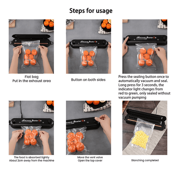 KDMLR Automatic Mini Food Vacuum Sealer Machine with 10 Vacuum Sealer Bags Electric Air Sealing Preserver System for Food Saver and Preservation of Home & Commercial(Black)