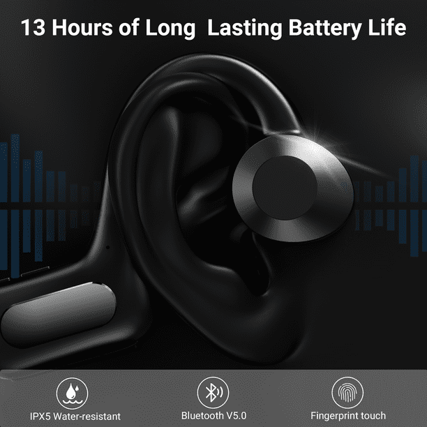 Bone Conduction Headphones Bluetooth 5.0,Wireless Open Ear Headphones with Built-in Mic,Waterproof Earphones,Sweatproof Sports Headset for Running,Cycling,Hiking,Gym,Climbing & Driving