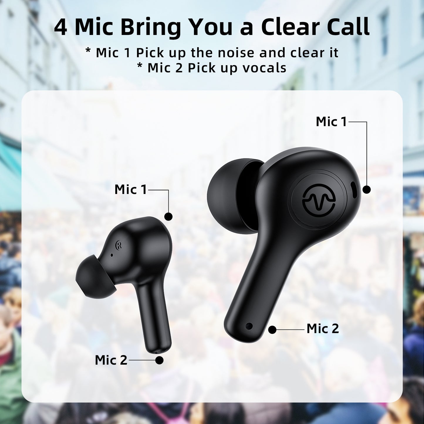 Bluetooth Headphones, True Wireless Earbuds with Wireless Charging Case, Waterproof Touch Control Stereo in-Ear Headset for iPhone 13 Pro Max XS XR Samsung Android