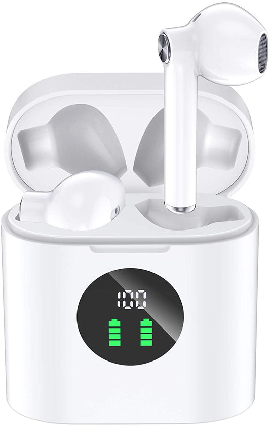 TAGRY True Wireless Earbuds, TWS Bluetooth Headphones Stereo Sound Earphones, 30H Playtime Wireless Charging Case & Power Display, Sweat Proof Dual Bluetooth 5.0 Headset with Built-in Mic for Sports