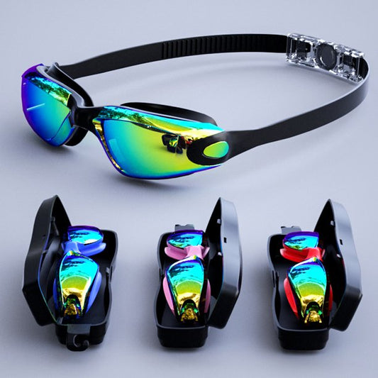 KDMLR adult swimming goggles comfortable daily swimming glasses with mirror anti-fog electroplated lenses - anti-blue light does not leak